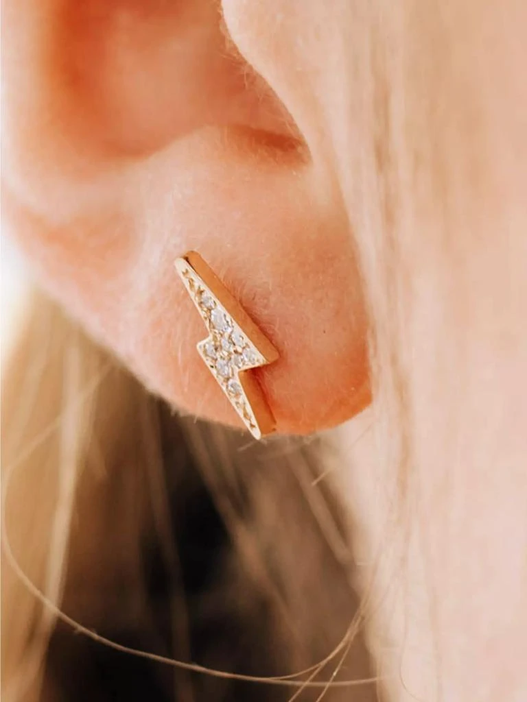 商品Anzie|Aztec Lightning Bolt 14K Yellow Gold & 0.12 TCW Diamond Stud Earrings,价格¥5620,第2张图片详细描述