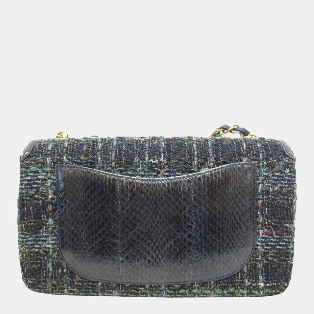 Chanel Blue Tweed  CC Filigree Flap Chain Shoulder Bag商品第3张图片规格展示