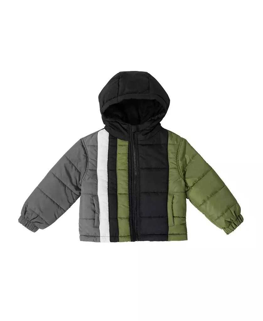 商品Bearpaw|Big Boys Colorblock Fleece Lined Puffer Coat with Hood,价格¥664,第1张图片