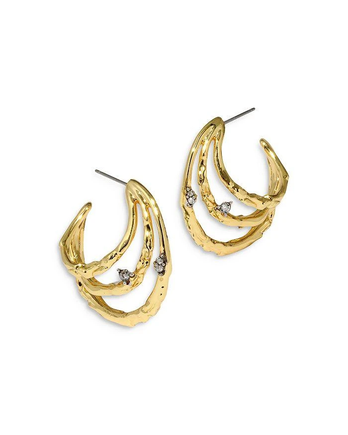 商品Alexis Bittar|Brut Pavé Sculptural Triple Split Hoop Earrings in 14K Gold Plated,价格¥588,第1张图片