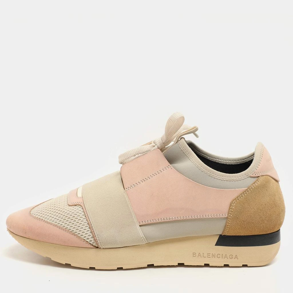 商品[二手商品] Balenciaga|Balenciaga Pink/Beige Neoprene And Leather Race Runner Sneakers Size 39,价格¥3380,第1张图片