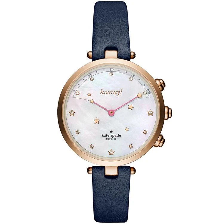 商品Kate Spade|Women's Holland Slim Navy Leather Strap Hybrid Smart Watch 38mm,价格¥1683,第1张图片