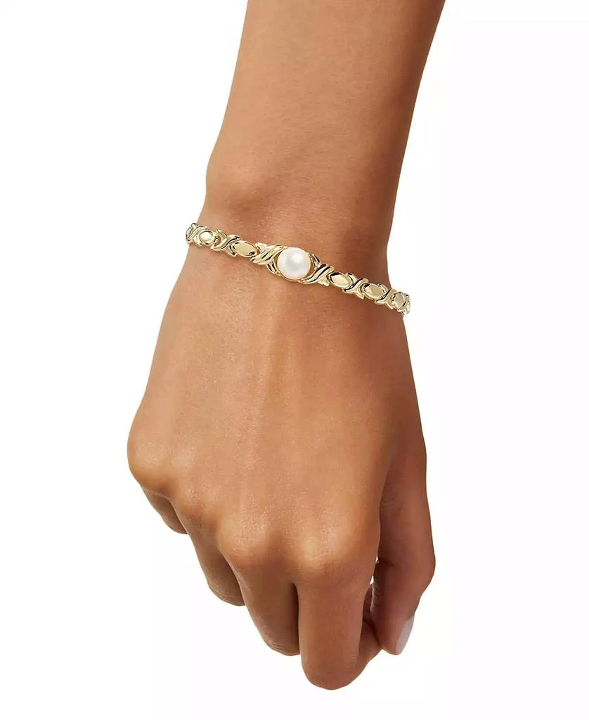 商品Macy's|Cultured Freshwater Pearl (9mm) Link Bracelet in 14k Gold-Plated Sterling Silver,价格¥2391,第2张图片详细描述