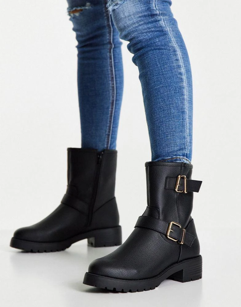 商品ASOS|ASOS DESIGN Amber pull on hiker boots in black,价格¥211,第2张图片详细描述