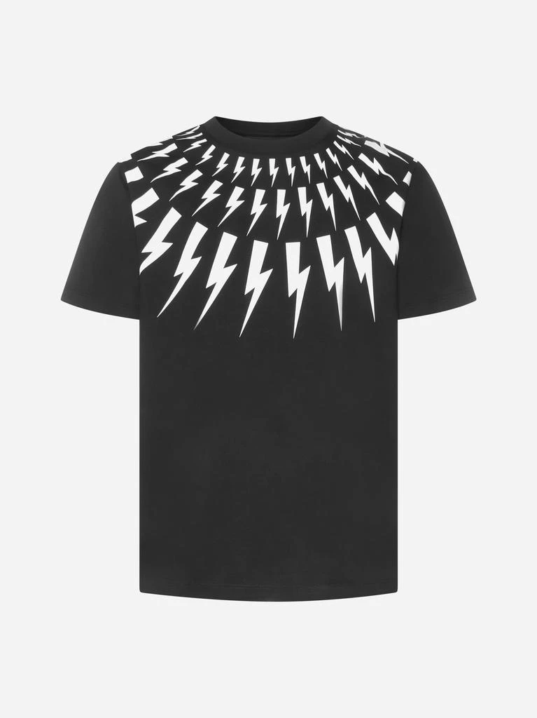 商品Neil Barrett|Fair-isle Thunderbolt cotton t-shirt,价格¥1033,第1张图片