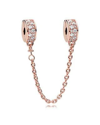 商品PANDORA|Sterling Silver & Cubic Zirconia Rose Shining Elegance Safety Chain,价格¥927,第1张图片详细描述