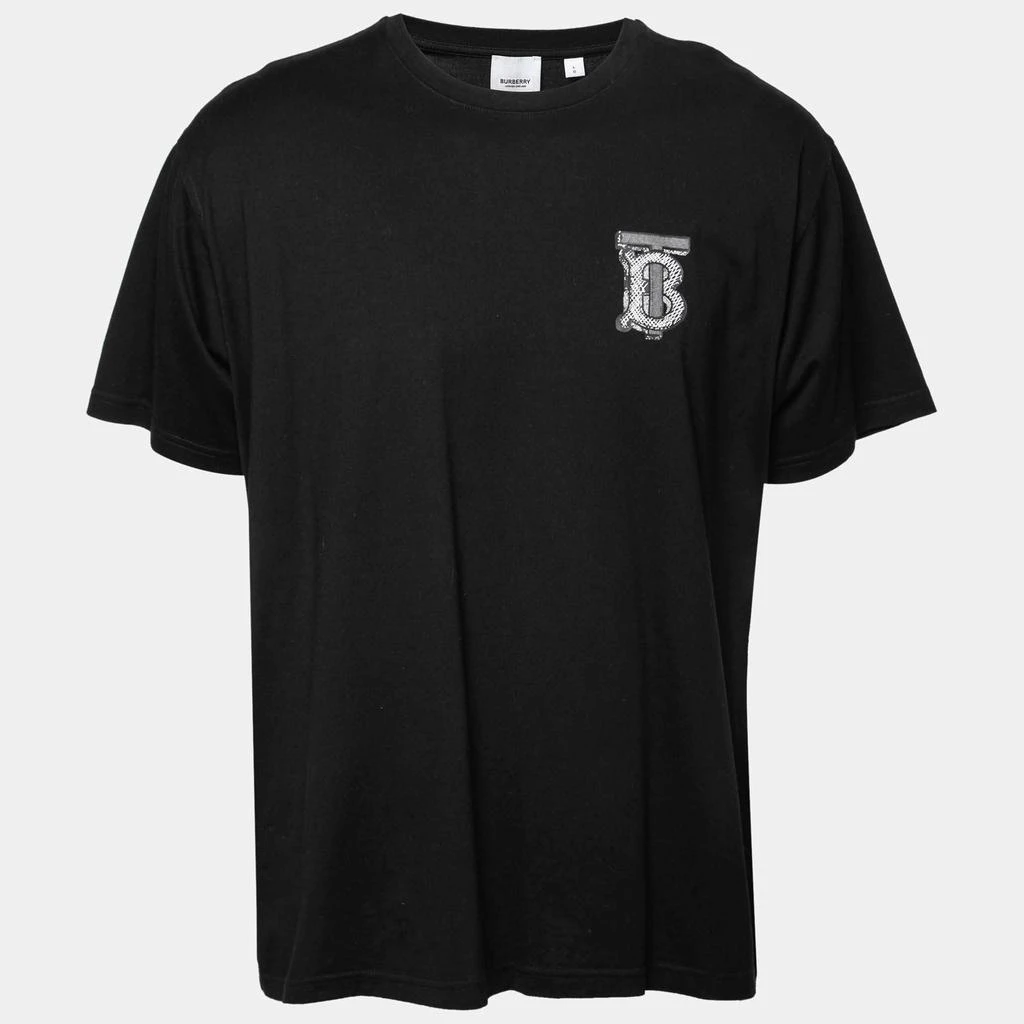 商品[二手商品] Burberry|Burberry Black Cotton Logo Appliqued Short Sleeve T-Shirt L,价格¥2270,第1张图片