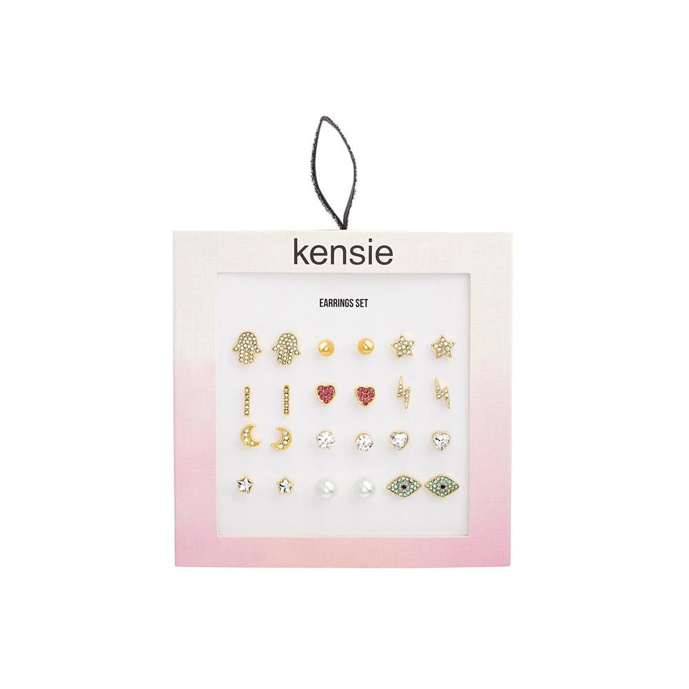 商品Kensie|Rhinestone Heart Hamsa Evil Eye Stud Earring Set,价格¥209,第2张图片详细描述