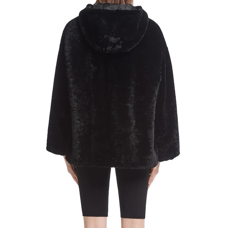 商品Prada|【预售3-7天】普拉达 21年�秋冬 女士黑色双面穿华达呢羊皮毛外套58A067_1Y7Q_F0002,价格¥50396,第6张图片详细描述