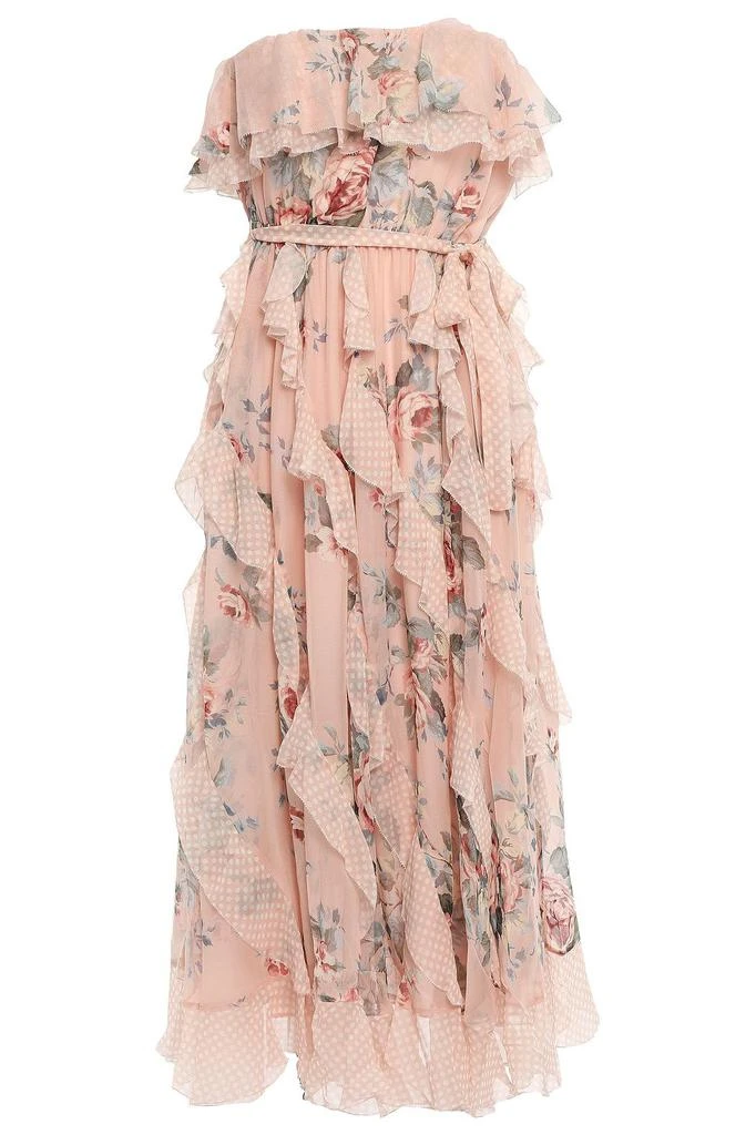 商品Zimmermann|Bowie Waterfall strapless printed silk-georgette midi dress,价格¥4383,第1张图片