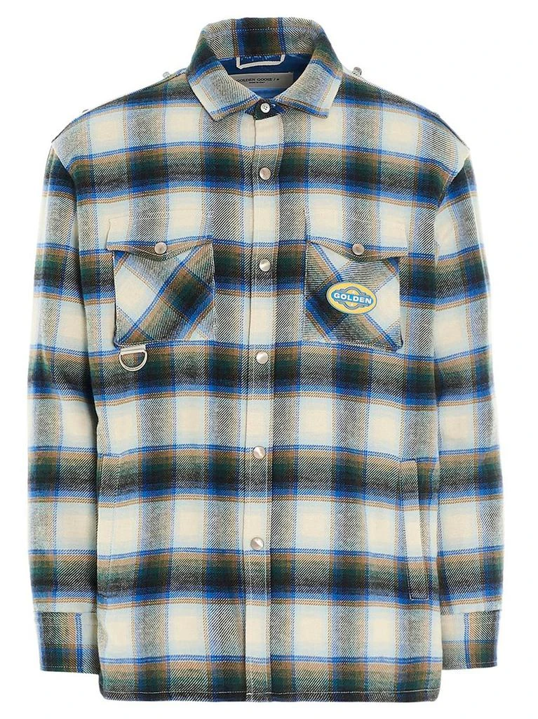 商品Golden Goose|Golden Goose Deluxe Brand Logo Patch Checkered Print Shirt Jacket,价格¥1948,第1张图片