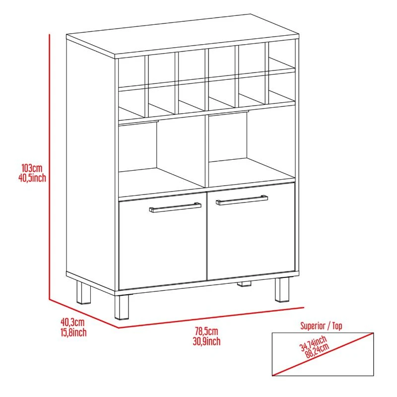 商品FM Furniture|Kaia Bar Cabinet, Twelve Wine Cubbies, Double Door Cabinet,价格¥910,第2张图片详细描述