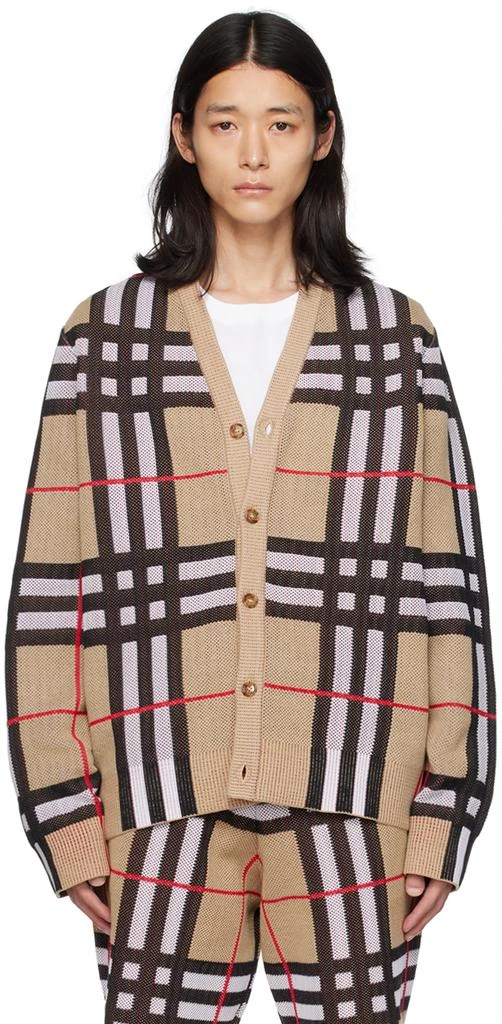 商品Burberry|Beige Check Cardigan,价格¥9839,第1张图片