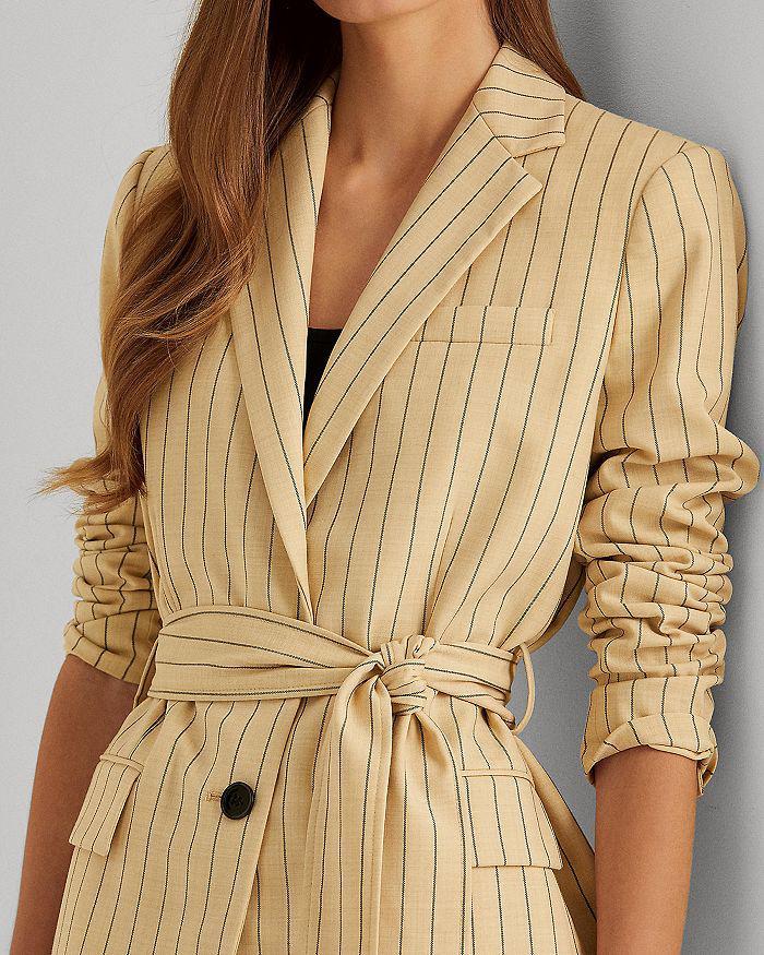 商品Ralph Lauren|Pinstriped Belted Jacket,价格¥762,第7张图片详细描述