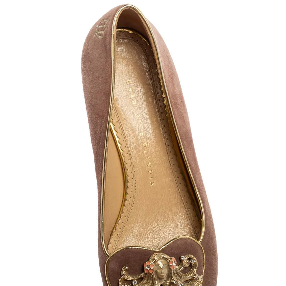 Charlotte Olympia Dusty Pink Suede Zodiac Virgo Ballet Flats Size 38 商品