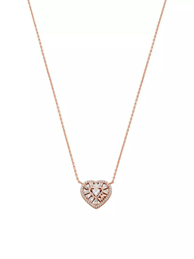 商品Michael Kors|14K Rose Gold-Plated & Cubic Zirconia Heart Pendant Necklace,价格¥1133,第3张图片详细描述