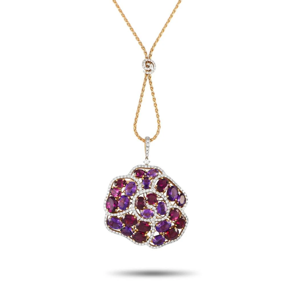 商品Casato|18K Rose Gold 1.57ct Diamond, Amethyst, and Rhodolite Pendant Necklace 200494,价格¥35111,第1张图片