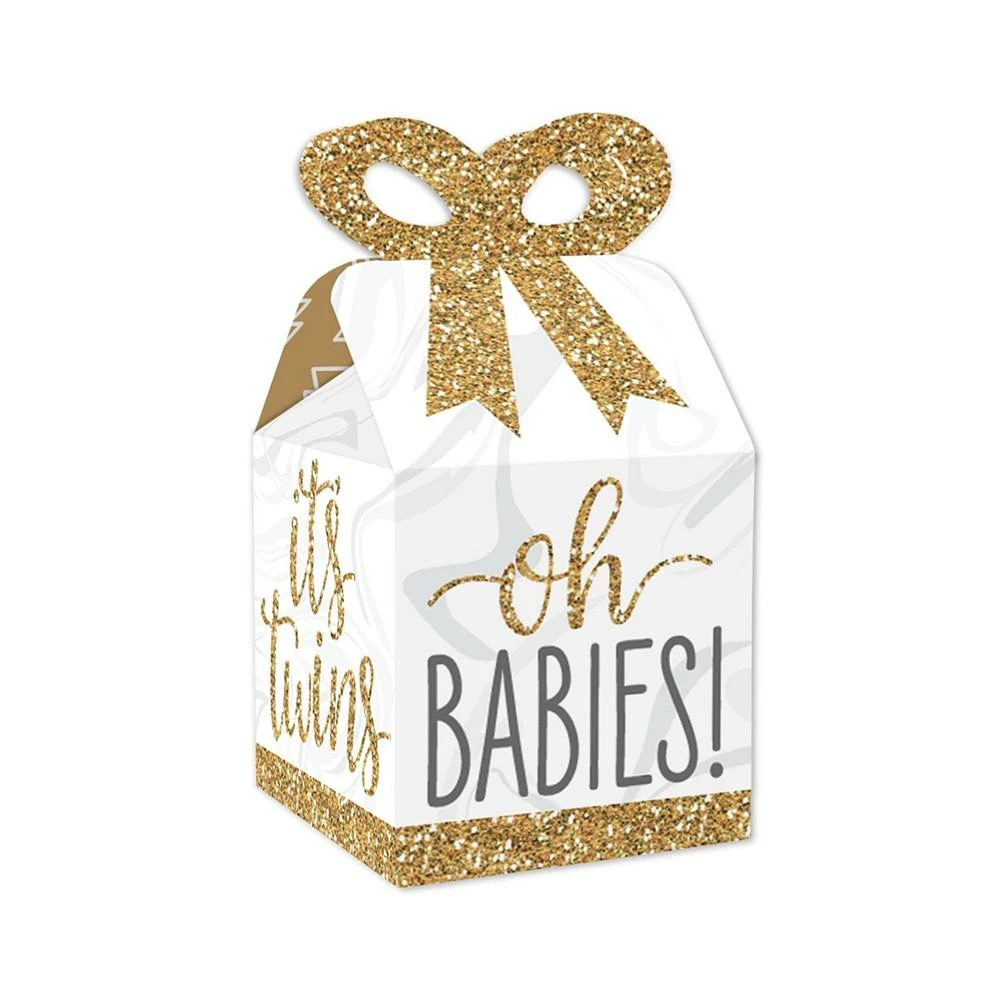 商品Big Dot of Happiness|It’s Twins - Square Favor Gift Boxes - Gold Twins Baby Shower Bow Boxes - 12 Ct,价格¥142,第1张图片