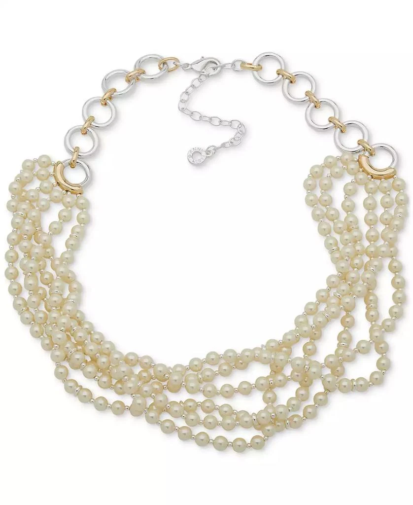 商品Anne Klein|Two-Tone Imitation Pearl Ring Layered Statement Necklace, 16" + 3" extender,价格¥180,第1张图片