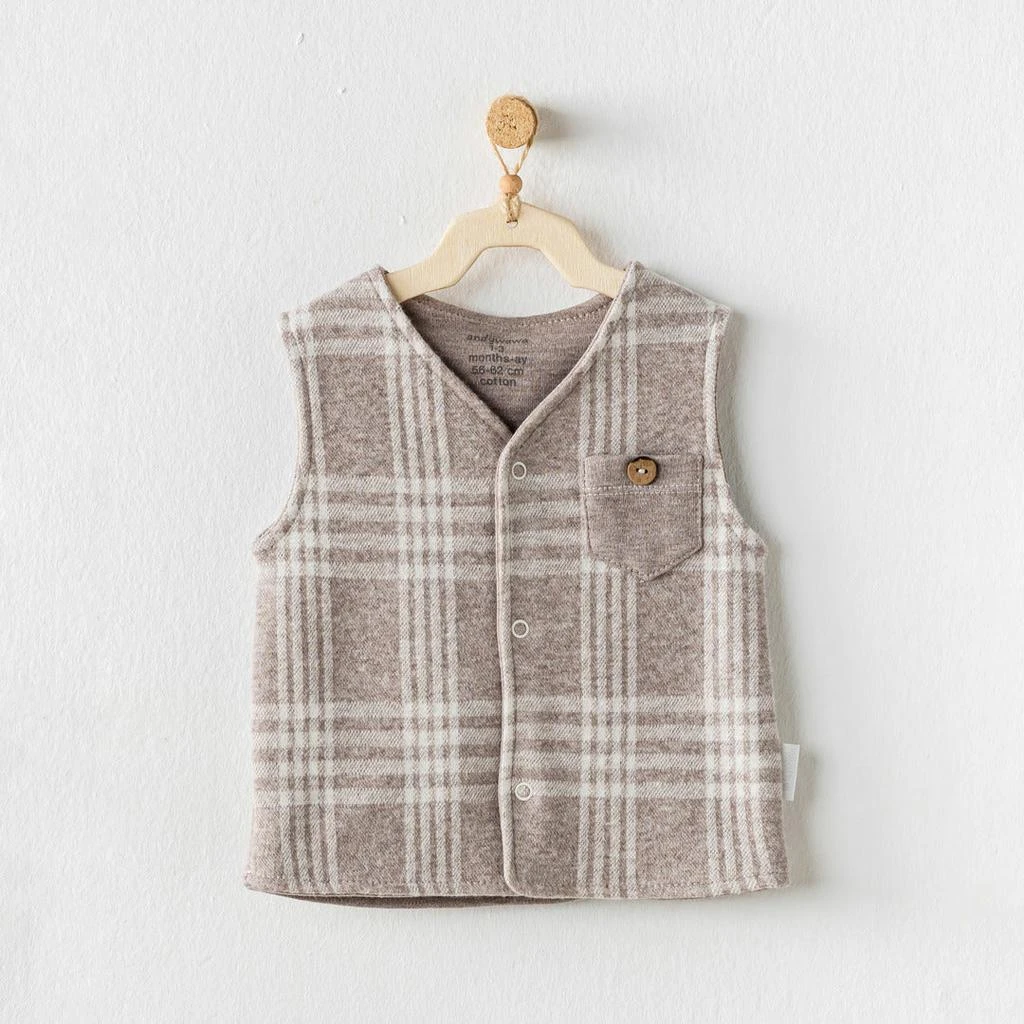 商品Andy Wawa|Beige Plaid Pocket Vest,价格¥160,第1张图片