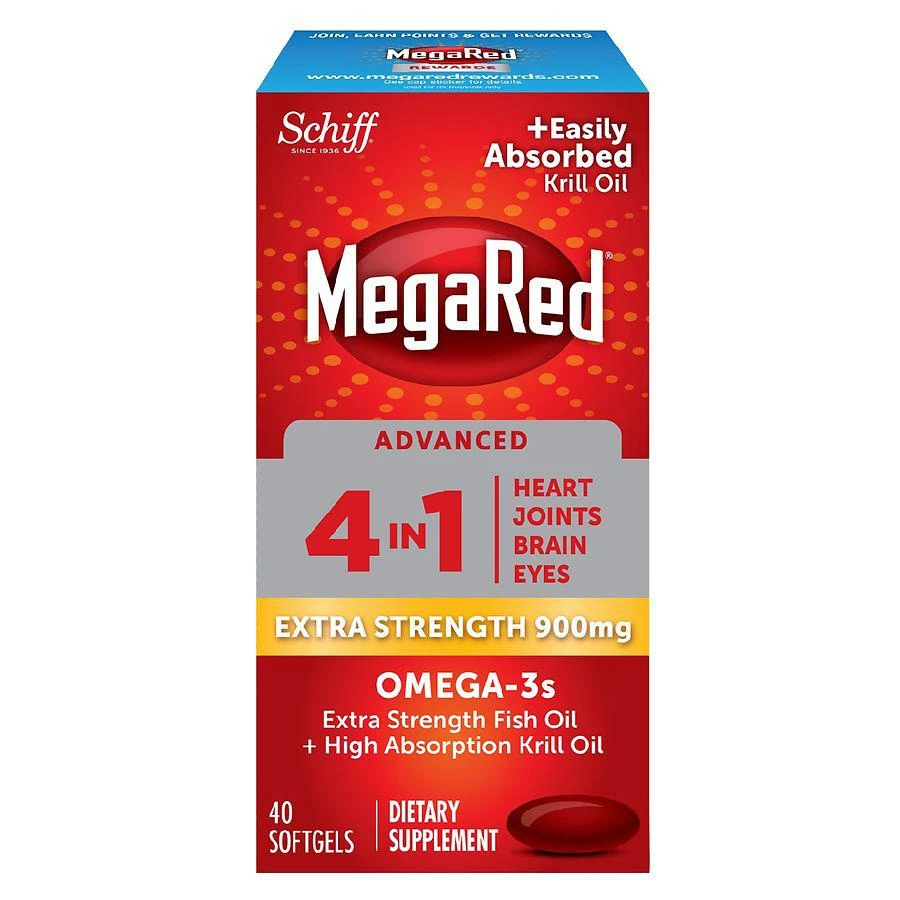 商品MegaRed|Advanced 4in1 500mg Omega-3 Fish + Krill Oil Supplement Softgel,价格¥243,第1张图片