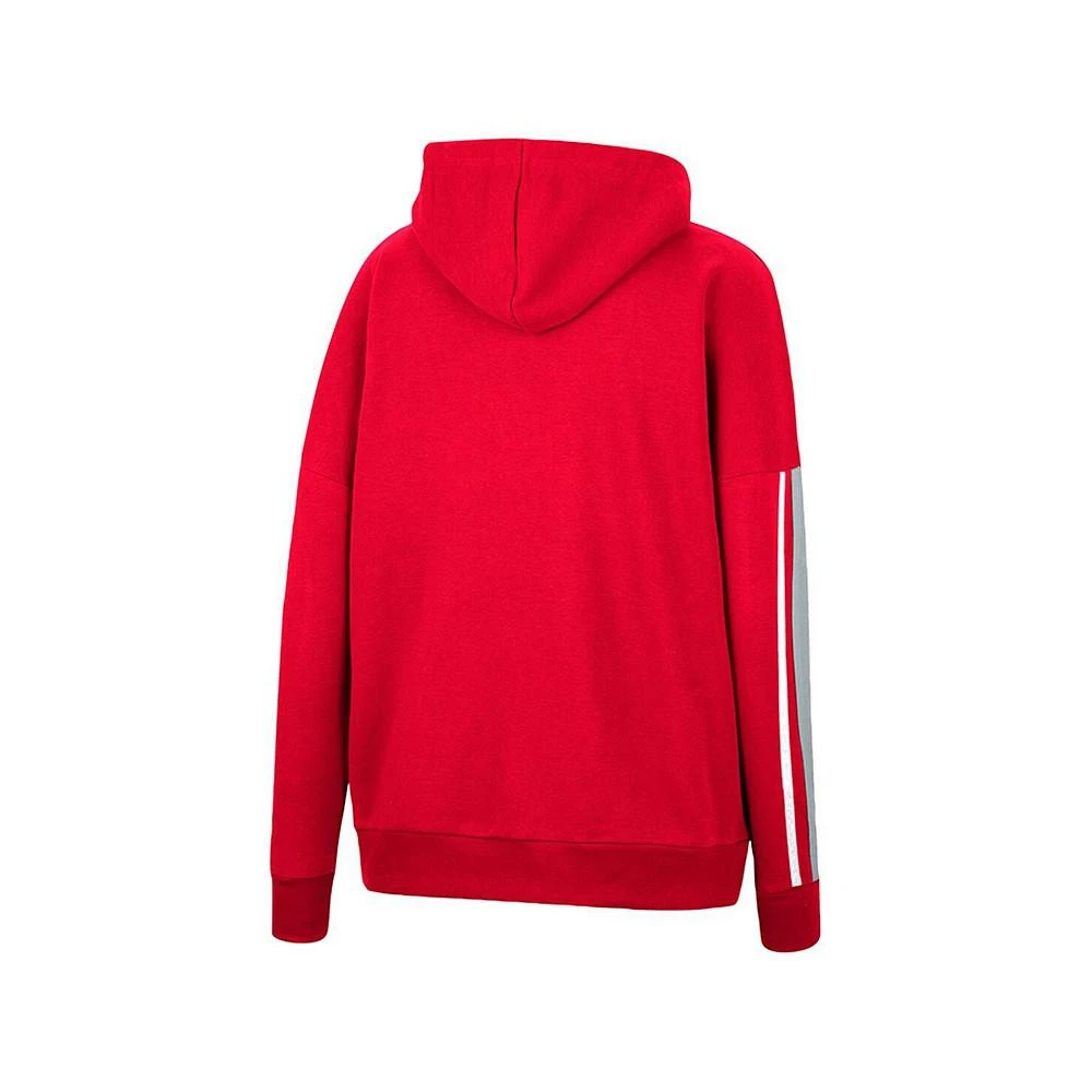 商品Colosseum|Women's Scarlet Ohio State Buckeyes Serena Oversized Sleeve Striping Pullover Hoodie,价格¥293,第2张图片详细描述