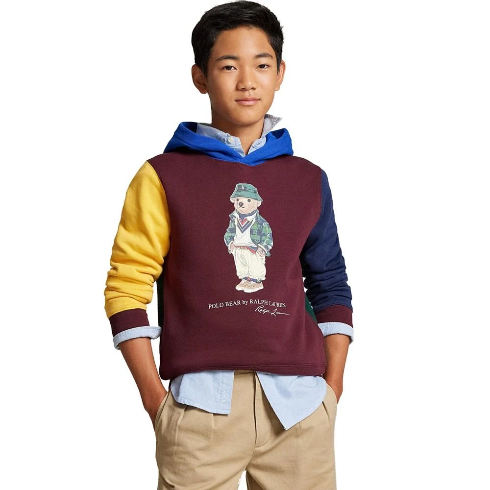 商品Ralph Lauren|Big Boys Polo Bear Color-Blocked Fleece Hoodie,价格¥343,第1张图片
