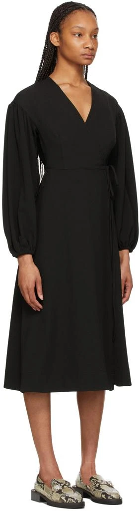 商品Ganni|Black Heavy Crepe Wrap Dress,价格¥604,第2张图片详细描述