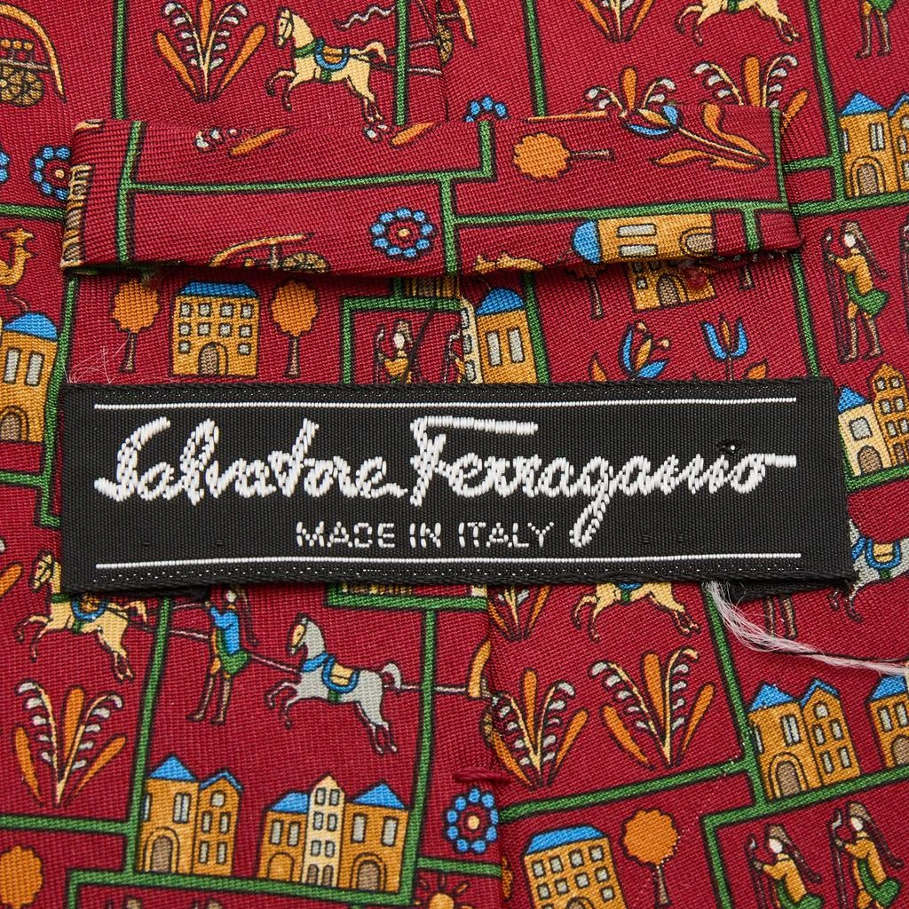 商品[二手商品] Salvatore Ferragamo|Salvatore Ferragamo Burgundy Print Silk Traditional Tie,价格¥1226,第3张图片详细描述