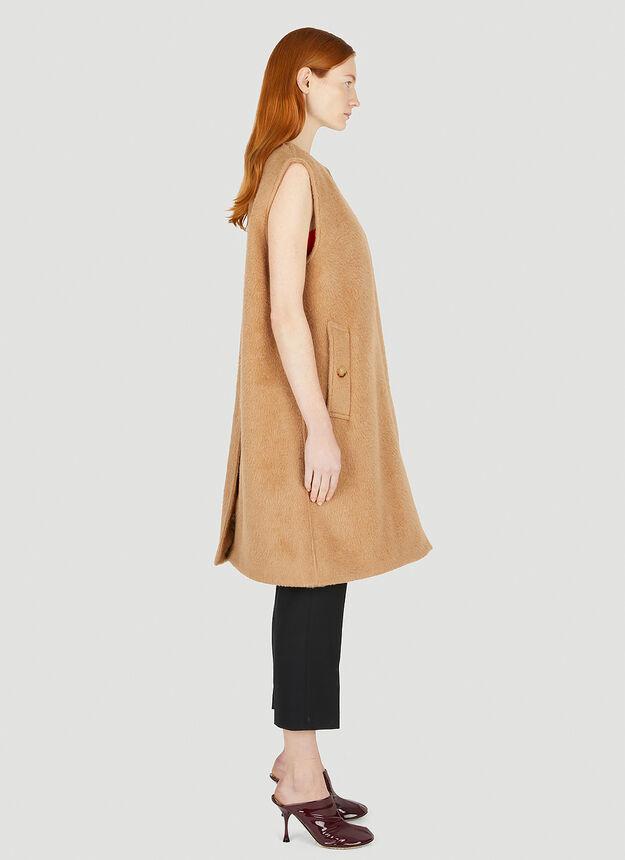 Collarless Sleeveless Coat in Camel商品第3张图片规格展示