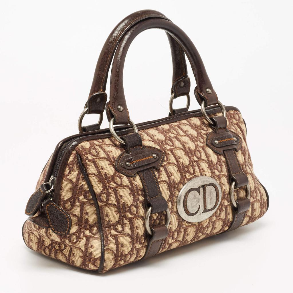 商品[二手商品] Dior|Dior Brown/Beige Oblique Canvas and Leather East/West Boston Bag,价格¥3521,第5张图片详细描述