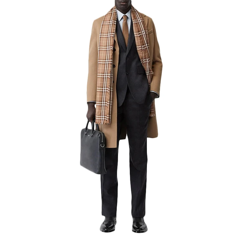 Burberry  男士复古格纹轻质羊绒围巾 8021745 商品