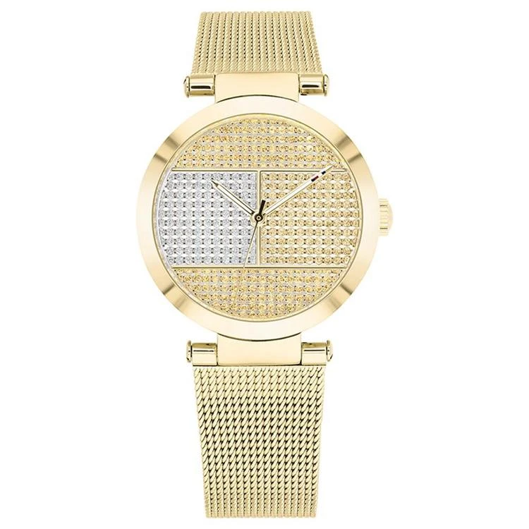 商品Tommy Hilfiger|Women's Gold-Tone Stainless Steel Mesh Bracelet Watch 32mm,价格¥537,第1张图片