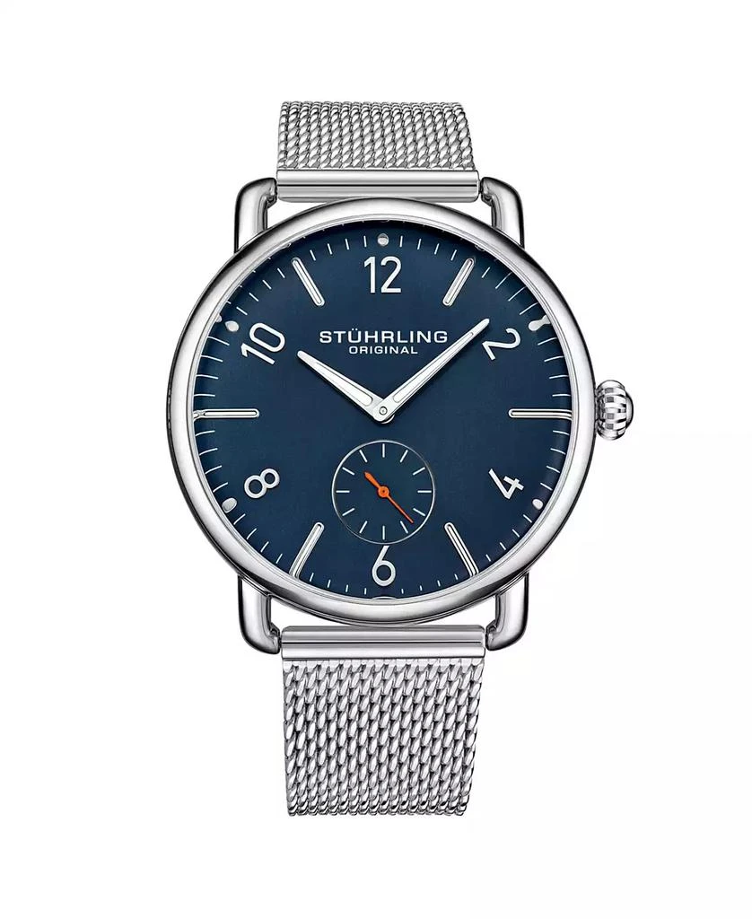 商品Stuhrling|Men's Silver Tone Stainless Steel Bracelet Watch 42mm,价格¥697,第1张图片
