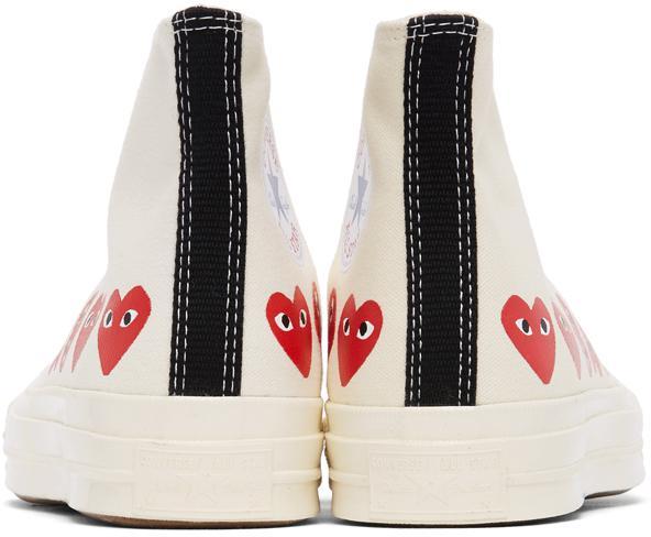 商品Comme des Garcons|Off-White Converse Edition Multiple Hearts Chuck 70 High Sneakers,价格¥1139,第6张图片详细描述