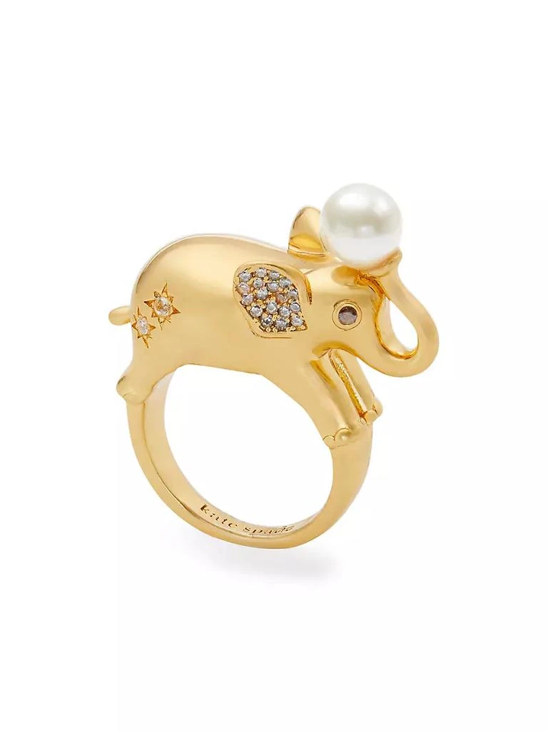 商品Kate Spade|Winter Carnival Gold-Plated &amp; Cubic Zirconia Elephant Ring,价格¥960,第1张图片