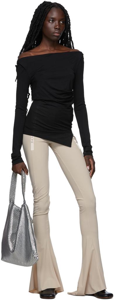 Black Ruched Long Sleeve T-Shirt商品第4张图片规格展示