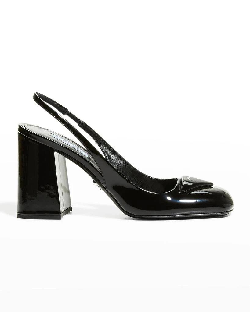 商品Prada|Patent Leather Logo Slingback Pumps,价格¥8272,第1张图片