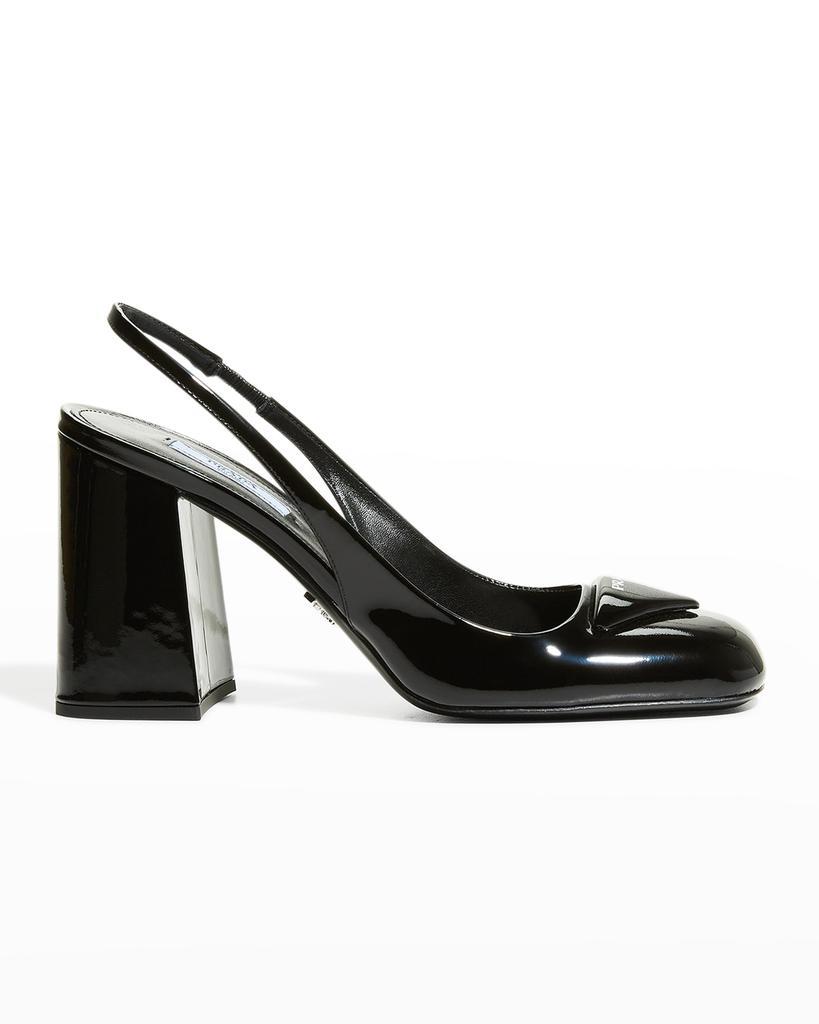 商品Prada|Patent Leather Logo Slingback Pumps,价格¥7827,第1张图片