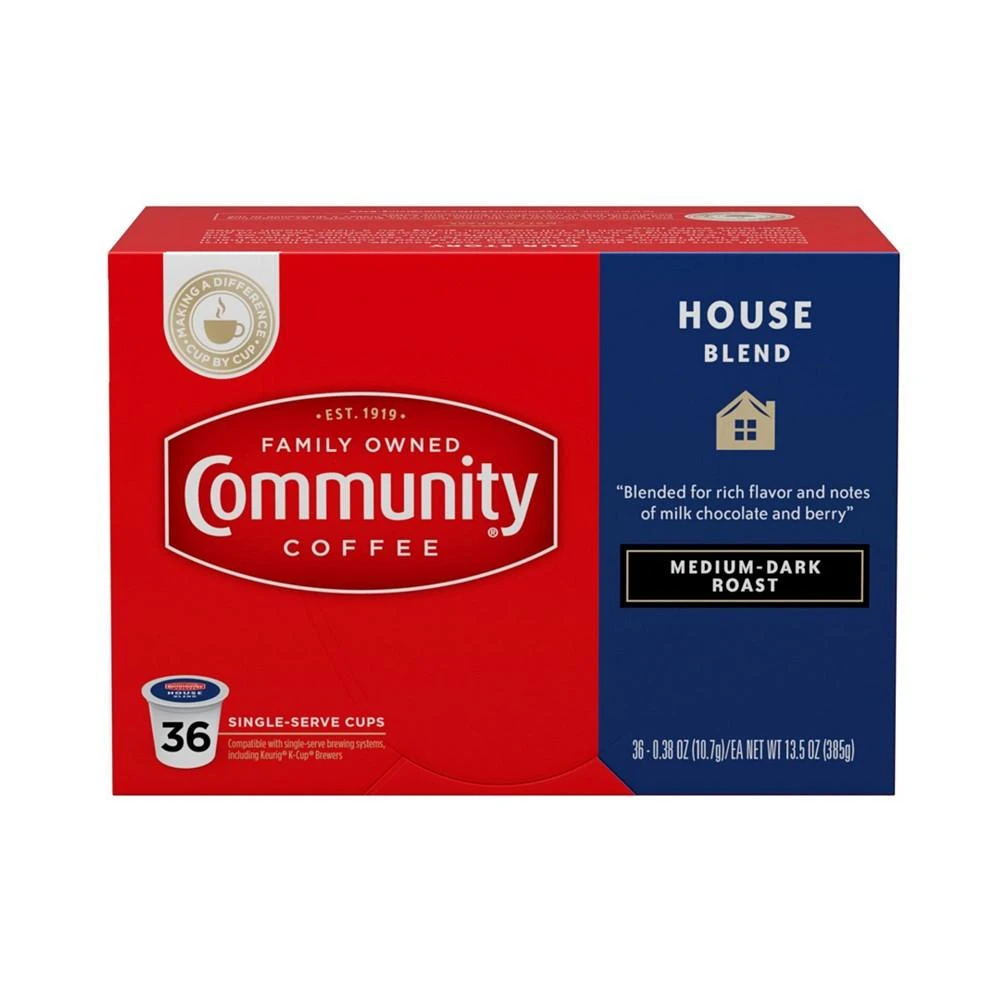 商品Community Coffee|House Blend Medium-Dark Roast Single Serve Pods, Keurig K-Cup Brewer Compatible, 144 Ct,价格¥1000,第2张图片详细描述