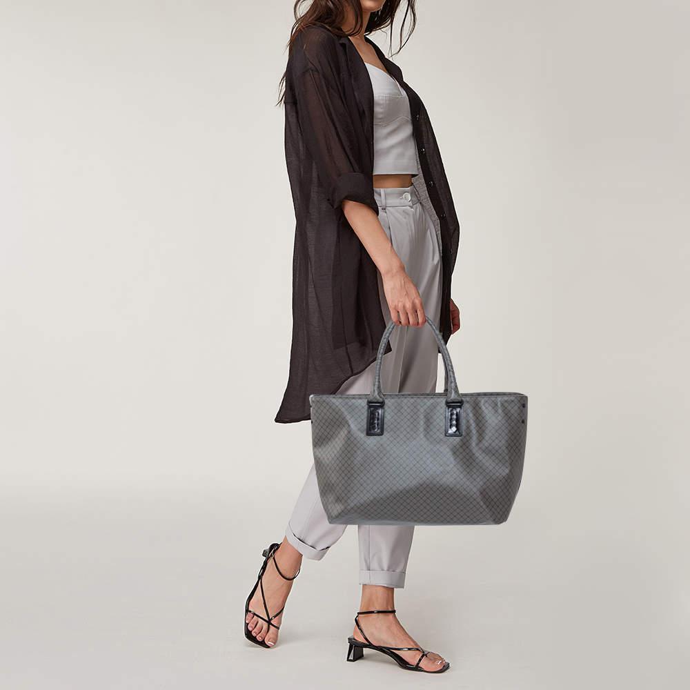 商品[二手商品] Bottega Veneta|Bottega Veneta Grey/Black PVC and Leather Marco Polo Tote,价格¥7240,第4张图片详细描述