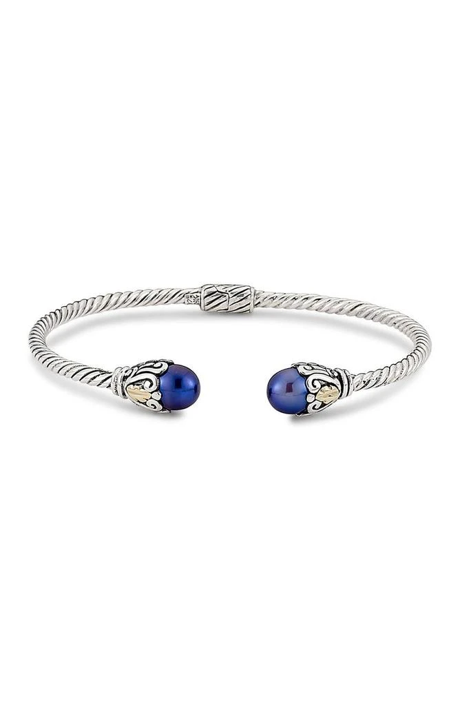 商品SAMUEL B.|Sterling Silver & 18K Yellow Gold 8mm Blue Freshwater Pearl Bangle Bracelet,价格¥906,第1张图片