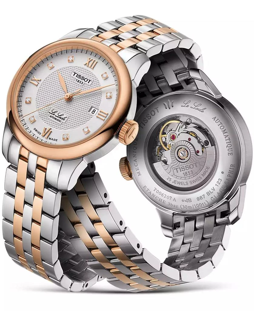 商品Tissot|Women's Swiss Le Locle Automatic Lady Diamond Accent Two-Tone Stainless Steel Bracelet Watch 29mm,价格¥6247,第5张图片详细描述