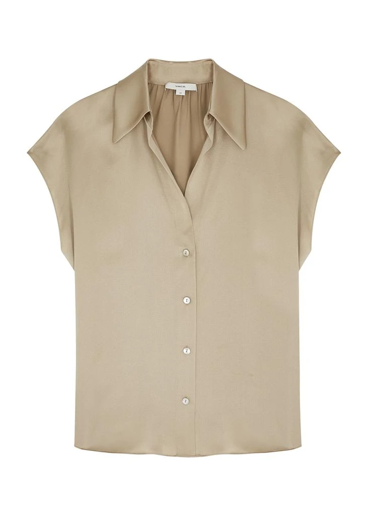 商品Vince|Sand silk-satin shirt,价格¥1781,第1张图片