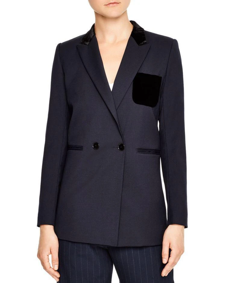 商品Sandro|Velvet-Trim Blazer,价格¥1740,第1张图片