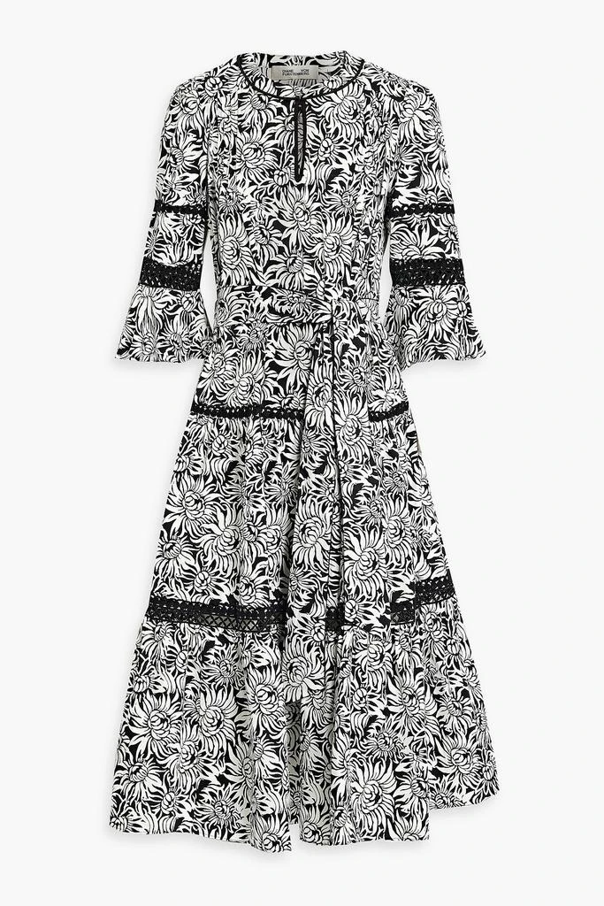 商品Diane von Furstenberg|Julia belted floral-print cotton-blend poplin midi dress,价格¥1501,第1张图片