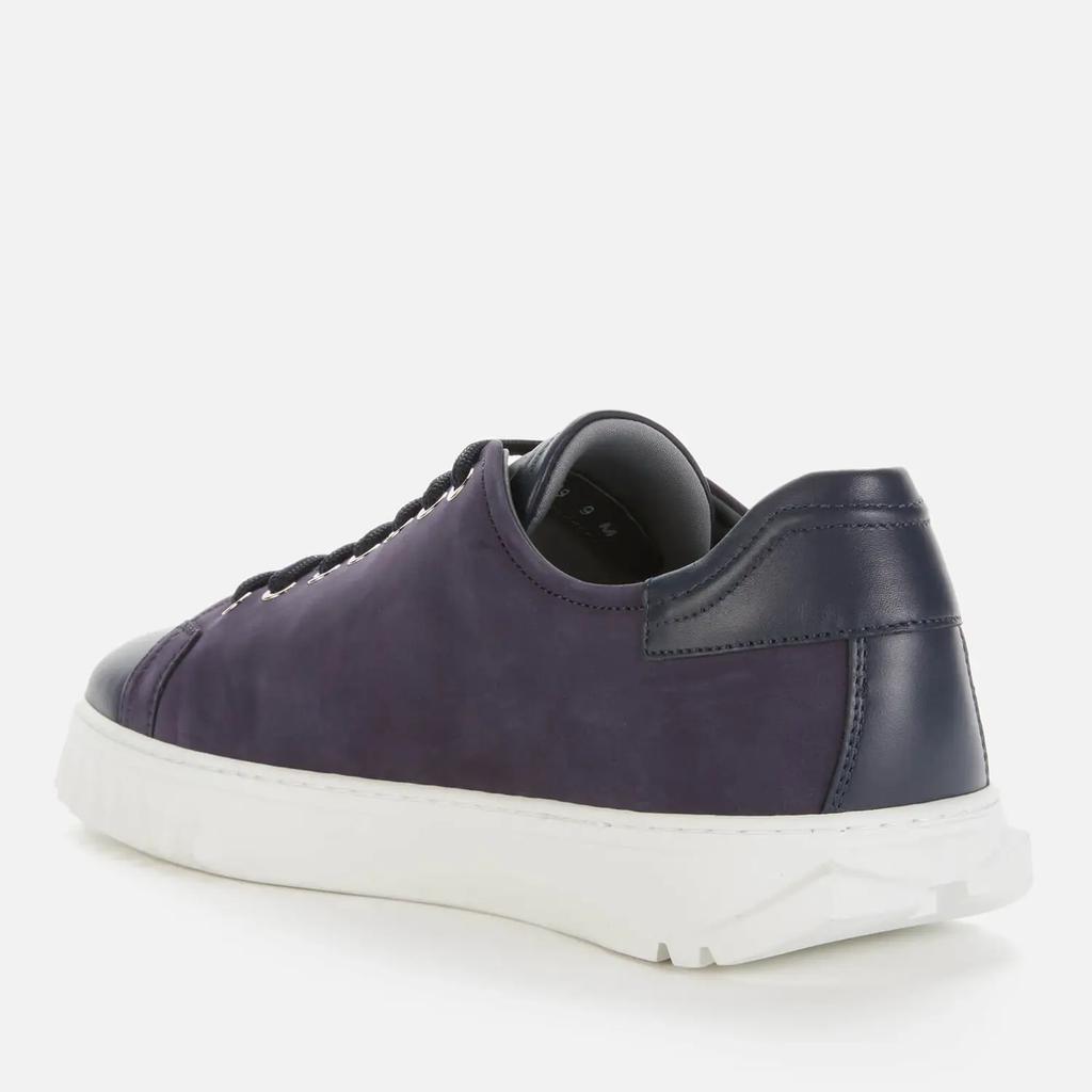 商品Salvatore Ferragamo|Salvatore Ferragamo Men's Cube Leather Trainers - Blue,价格¥3786,第4张图片详细描述