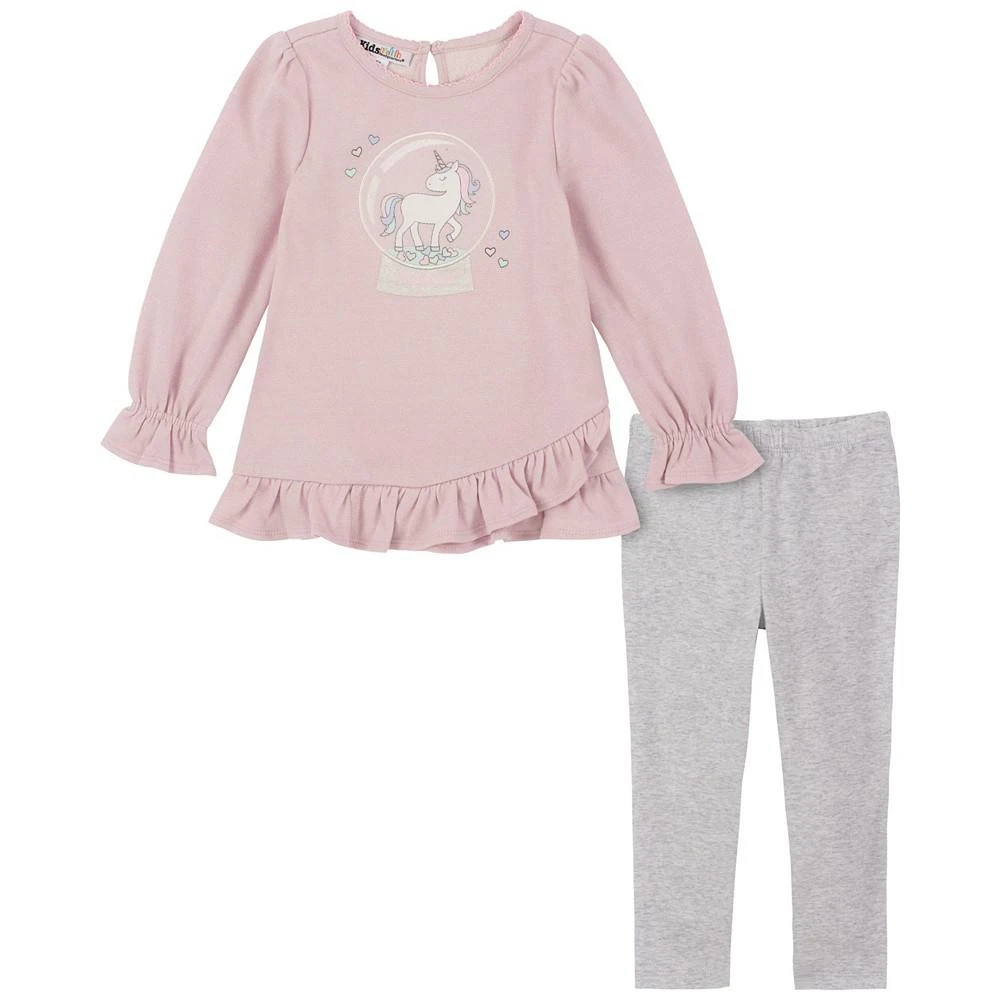 商品KIDS HEADQUARTERS|Toddler Girls Lurex Terry Unicorn Globe Tunic and Heather Leggings, 2 Piece Set,价格¥237,第1张图片