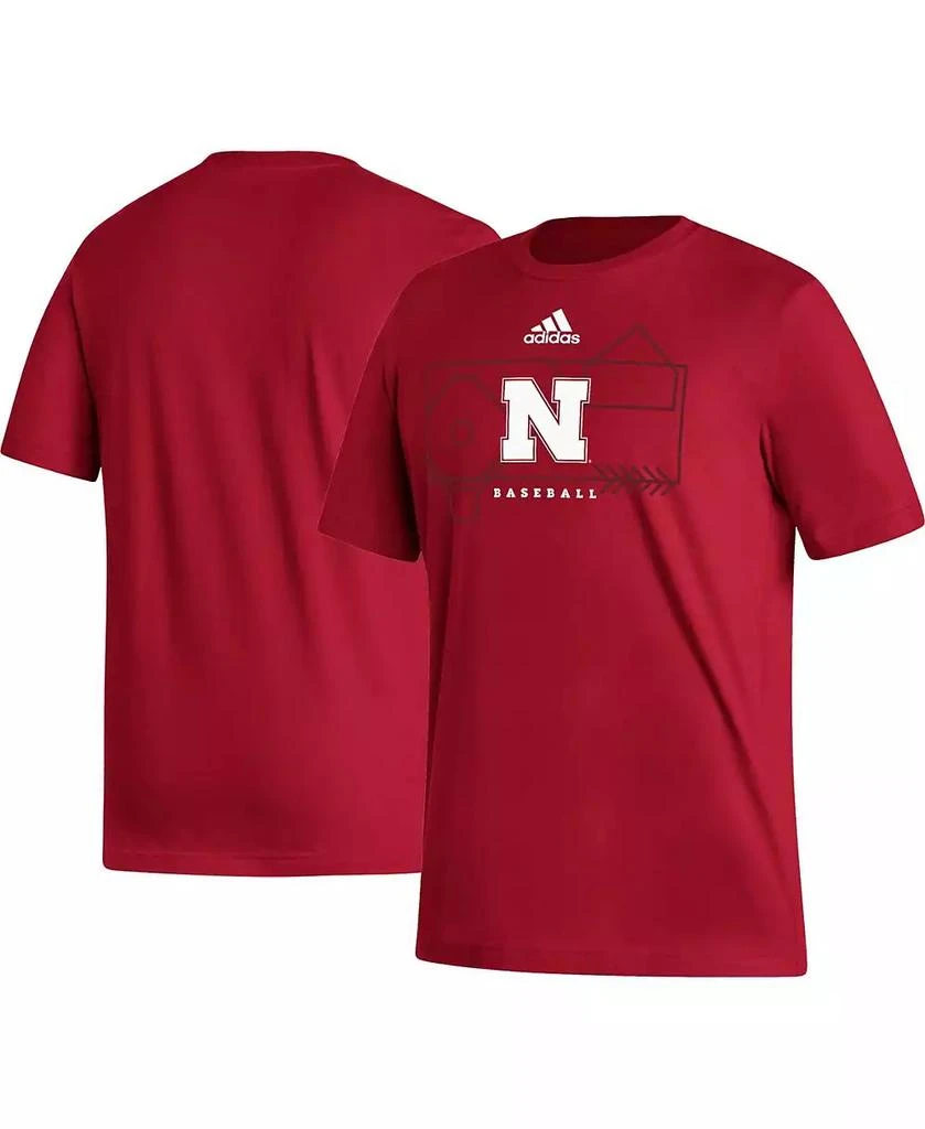 商品Adidas|Men's Scarlet Nebraska Huskers Locker Lines Baseball Fresh T-shirt,价格¥226,第2张图片详细描述