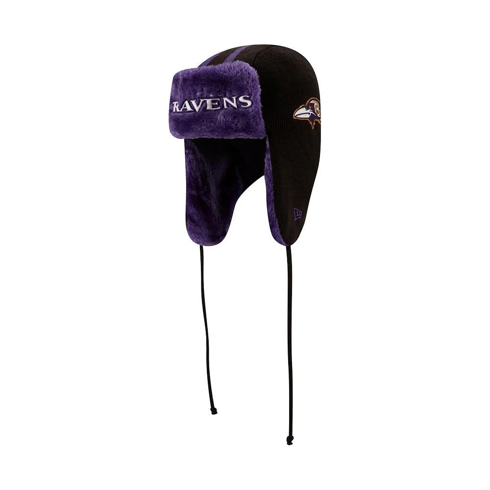 商品New Era|Men's Black Baltimore Ravens Helmet Head Trapper Knit Hat,价格¥261,第5张图片详细描述